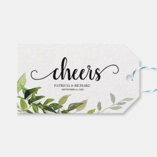 Elegant Greenery  Cheers Wine Bottle Tags