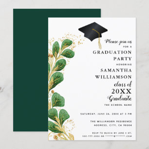 Elegant Greenery Class of 2024 Modern Graduation Invitation