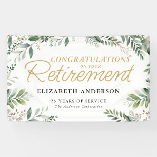 Elegant Greenery Congratulations Retirement Banner