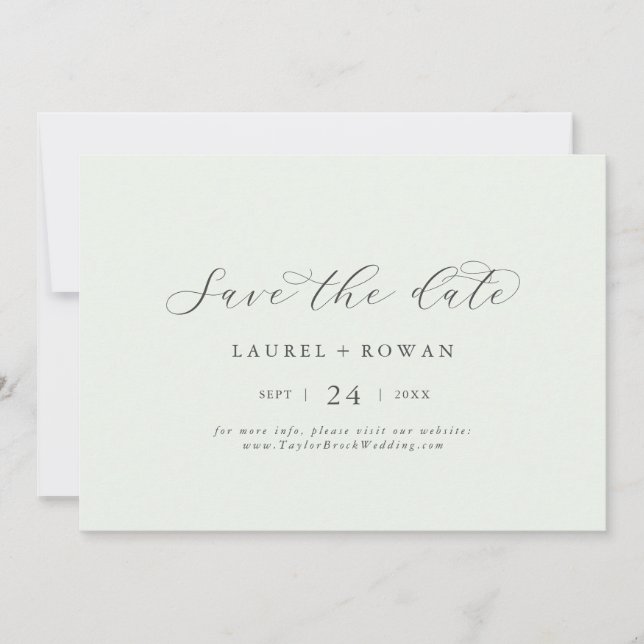 Elegant Greenery Coordinate Horizontal Save The Date (Front)