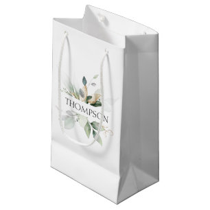 Elegant Greenery Couple NAME Wedding Newlyweds Small Gift Bag