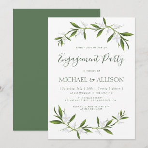 Elegant greenery engagement party invitation