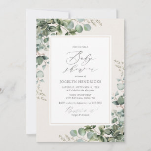 Elegant Greenery Eucalyptus Baby Shower Invitation