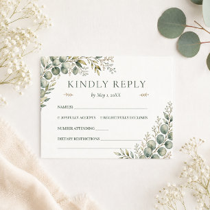 Elegant Greenery Eucalyptus Baby Shower RSVP Card