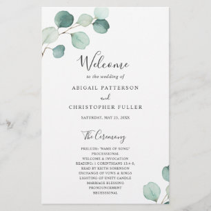 Elegant Greenery Eucalyptus Budget Wedding Program