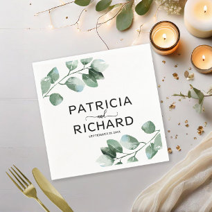 Elegant Greenery Eucalyptus Calligraphy Wedding Napkin