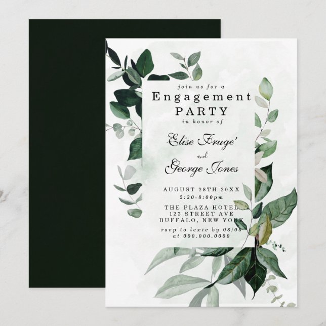 Elegant Greenery Eucalyptus Engagement Party Invitation (Front/Back)