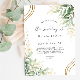 Elegant Greenery Eucalyptus Leaves Modern Wedding  Invitation