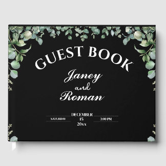 Elegant Greenery Eucalyptus Leaves Rustic Wedding Guest Book