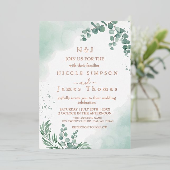 Elegant Greenery Eucalyptus Leaves Wedding (Standing Front)