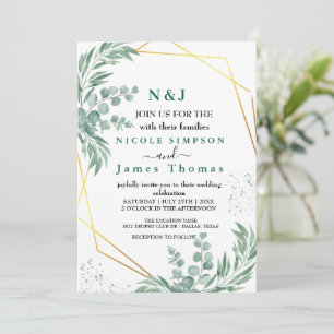 Elegant Greenery Eucalyptus Leaves Wedding Invitation