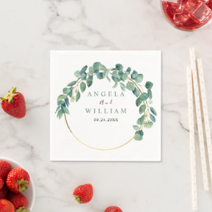 Elegant Greenery Eucalyptus Leaves Wedding Napkin