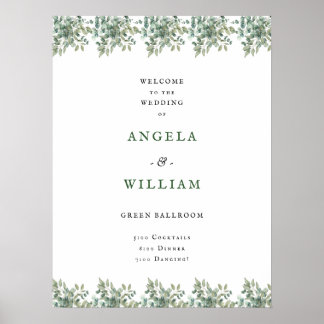 Elegant Greenery Eucalyptus Leaves Wedding Poster