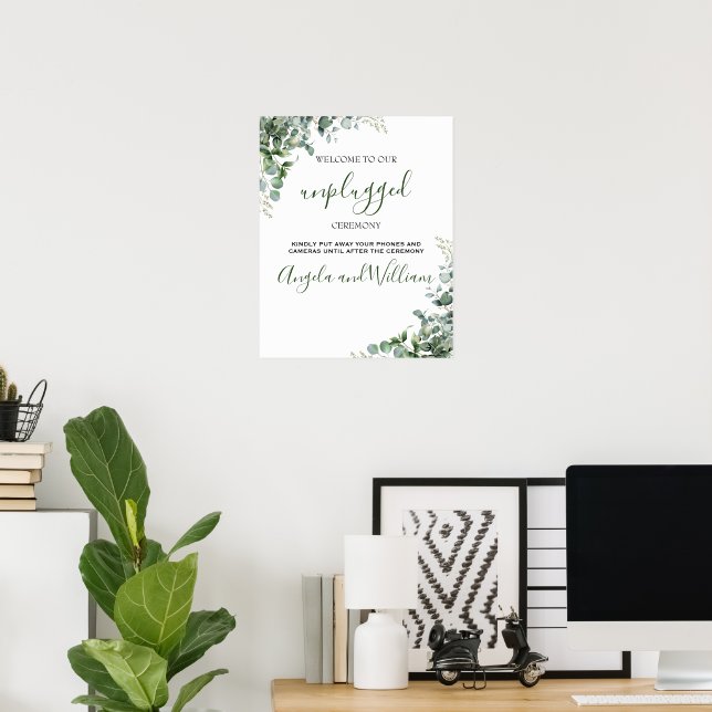 Elegant Greenery Eucalyptus Leaves Wedding Poster (Home Office)
