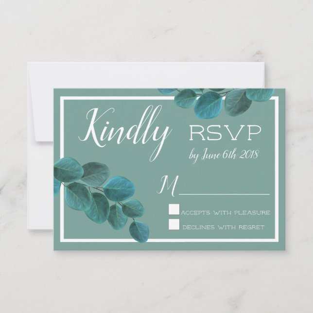 Elegant Greenery | Eucalyptus Leaves Wedding RSVP Card (Front)