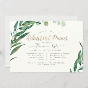 Elegant Greenery, Eucalyptus Lvs Rehearsal Dinner Invitation