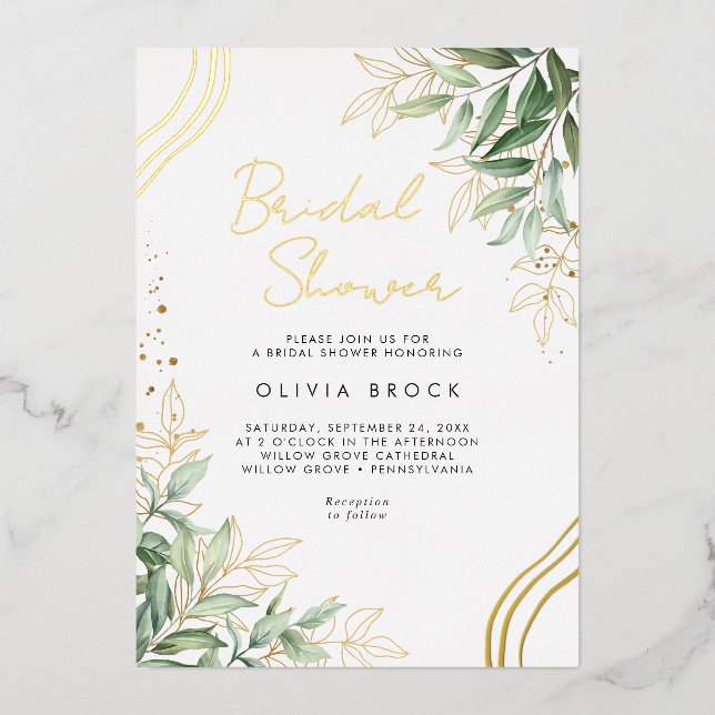 Elegant Greenery Eucalyptus Modern Bridal Shower (Front)