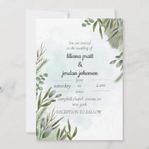 Elegant Greenery Eucalyptus Moss Sages Invitation