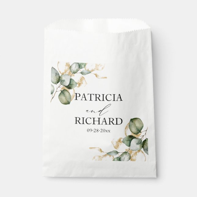 Elegant Greenery Eucalyptus Wedding Favour Bag (Front)