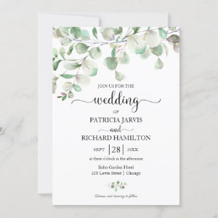 Elegant Greenery Eucalyptus Wedding Invitation