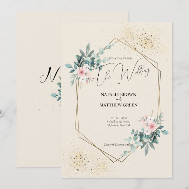 Elegant Greenery Eucalyptus Wedding Invitation (Front/Back)