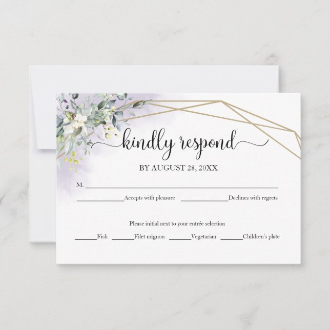 Elegant Greenery Eucalyptus Wedding  RSVP Card (Front)
