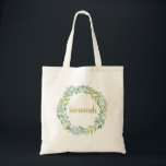 Elegant Greenery Eucalyptus Wreath Tote Bag<br><div class="desc">An elegant,  botanical eucalyptus wreath tote bag. Personalize it for yourself or for a gift. Designed for you by Blackberry Boulevard.</div>