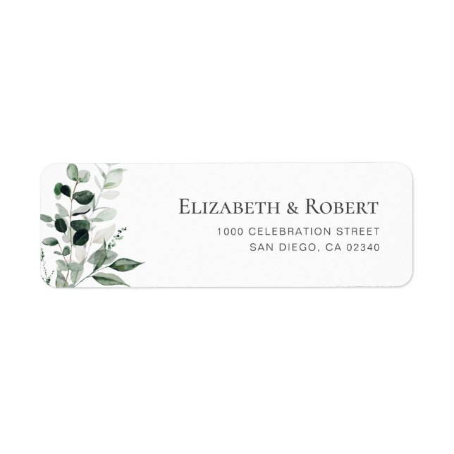 elegant greenery floral custom address label (Front)
