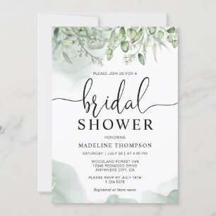 Elegant Greenery Floral Eucalyptus Bridal Shower I Invitation