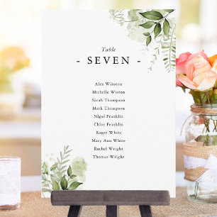 Elegant Greenery Floral Seating Plan Table Number