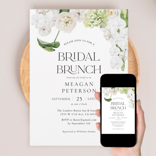 Elegant Greenery Floral Summer Bridal Brunch Invitation (Creator Uploaded)
