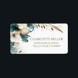 Elegant Greenery Floral Teal Gold Wedding Label<br><div class="desc">Elegant greenery floral teal gold wedding return address label.  Personalize this with your own details to make it your own.</div>