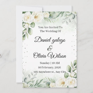 Elegant Greenery Floral Wedding Invitation | Edita