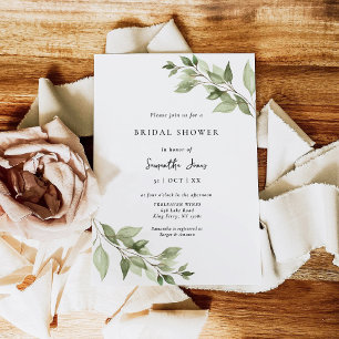 Elegant Greenery Foliage Bridal Shower Invitation
