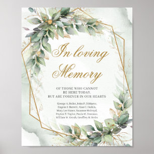 Elegant greenery foliage gold In loving memory  Poster