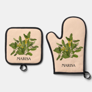 Elegant Greenery Foliage Oven Mitt and Pot Holders Oven Mitt & Pot Holder Set