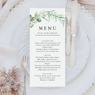 Elegant Greenery Foliage Wedding Dinner Menu