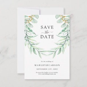 Elegant Greenery Foliage Wedding Save The Date