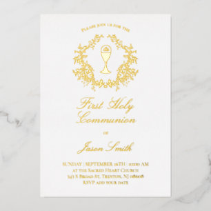 elegant greenery frame First Communion