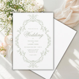 Elegant Greenery Frame Vintage Wedding Invitation