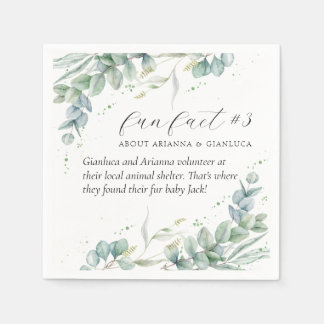 Elegant Greenery Fun Fact #3 Wedding Cocktail Napkin