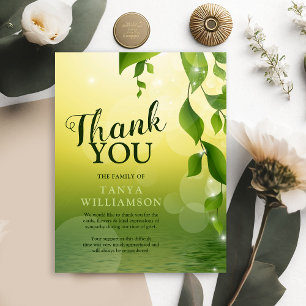 Elegant Greenery Funeral Memorial Thank You Card