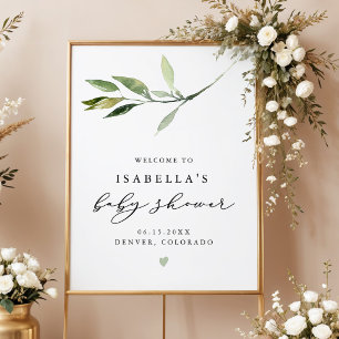 Elegant Greenery Garden Baby Shower Welcome Poster