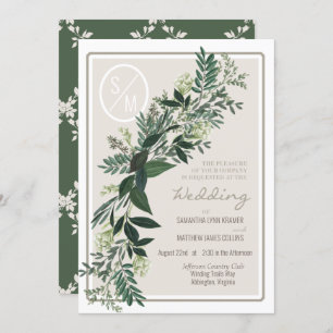 Elegant Greenery Garland Ferns and Berries Invitation