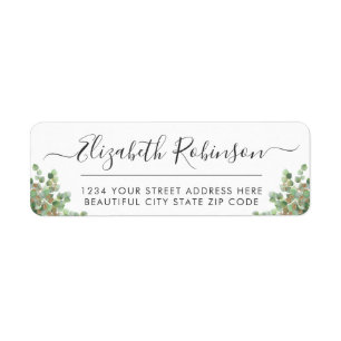 Elegant Greenery Girly Script Address Label
