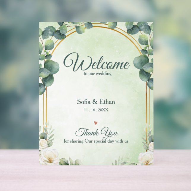 Elegant Greenery Gold Arch Wedding Welcome (Neutre)