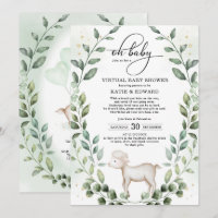 Elegant Greenery Gold Baby Lamb Virtual Shower