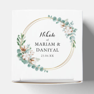 Elegant Greenery Gold Floral Muslim Nikah Wedding Favor Box