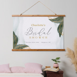 Elegant Greenery Gold Watercolor Bridal Shower Hanging Tapestry