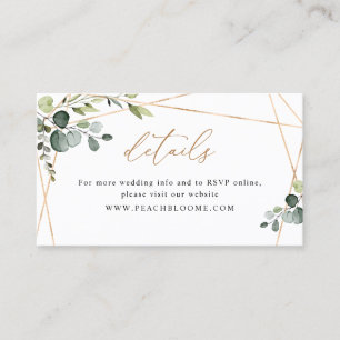 Elegant Greenery Gold Wedding Website Details Card